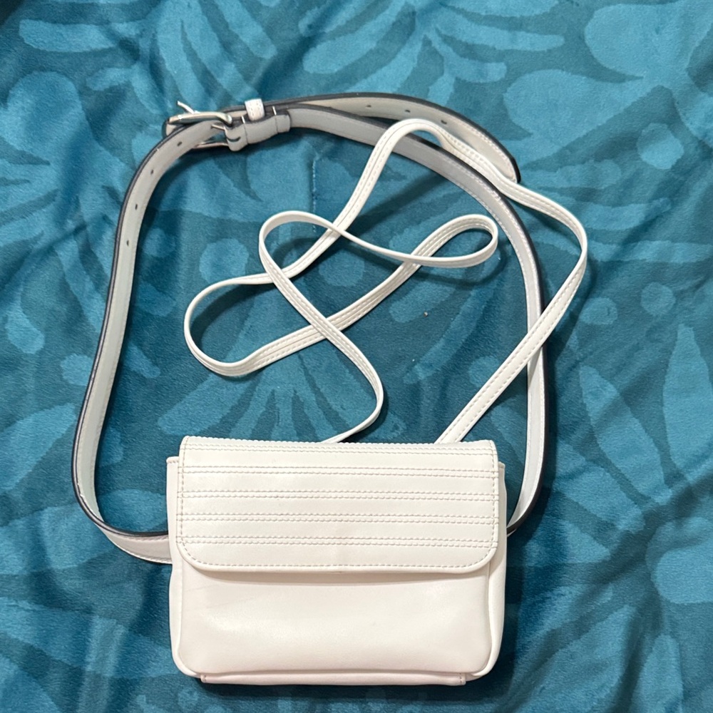 White Crossbody Bag, fanny pack, belt bag.